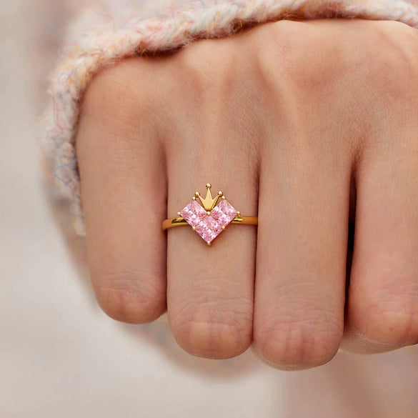 S925 Sterling Silver Geometric Crown Ring For Women With Electroplating