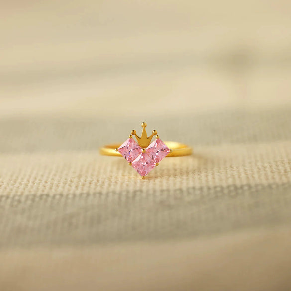 S925 Sterling Silver Geometric Crown Ring For Women With Electroplating