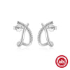 S925 Sterling Silver Geometric Cshaped Wave Electroplated Diamond Stud Earrings For Women