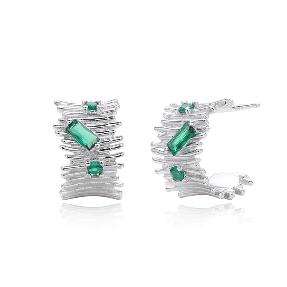 S925 Sterling Silver Geometric Cshaped Zircon Earrings Electroplated Women's Jewelry