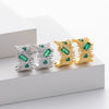S925 Sterling Silver Geometric Cshaped Zircon Earrings Electroplated Women's Jewelry