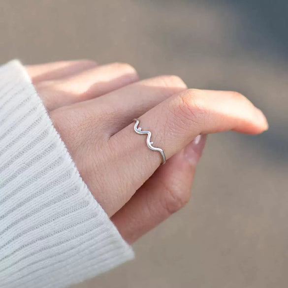 S925 Sterling Silver Geometric Curve Ring For Women Electroplated