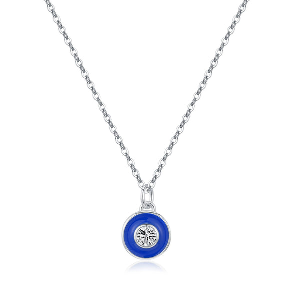S925 Sterling Silver Geometric Devil's Eye Diamond Clavicle Necklace For Women