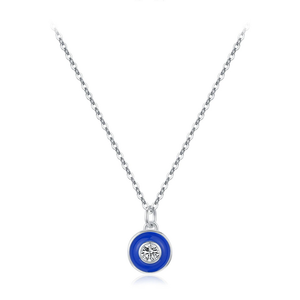 S925 Sterling Silver Geometric Devil's Eye Diamond Clavicle Necklace For Women