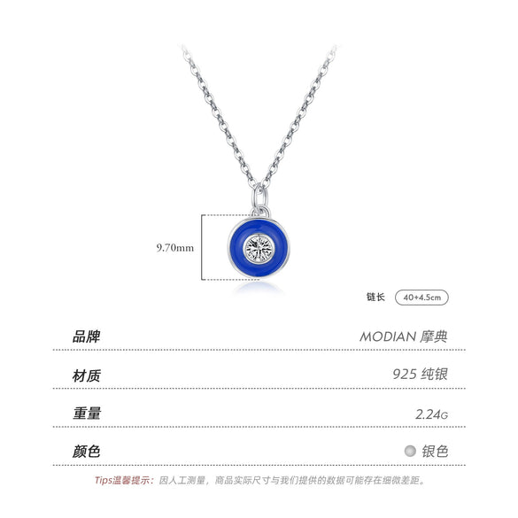 S925 Sterling Silver Geometric Devil's Eye Diamond Clavicle Necklace For Women