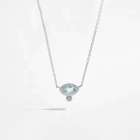 S925 Sterling Silver Geometric Devil's Eye Tear Eye Necklace For Women Electroplated O Word Chain
