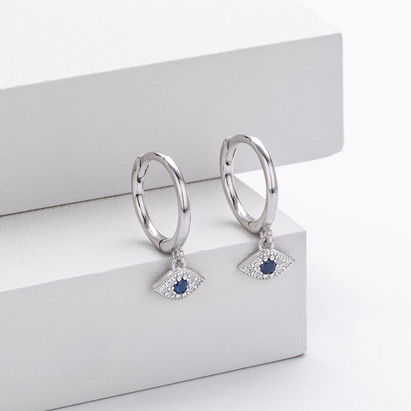S925 Sterling Silver Geometric Devil's Eye Women's Earrings Niche Design Ins Cold Style
