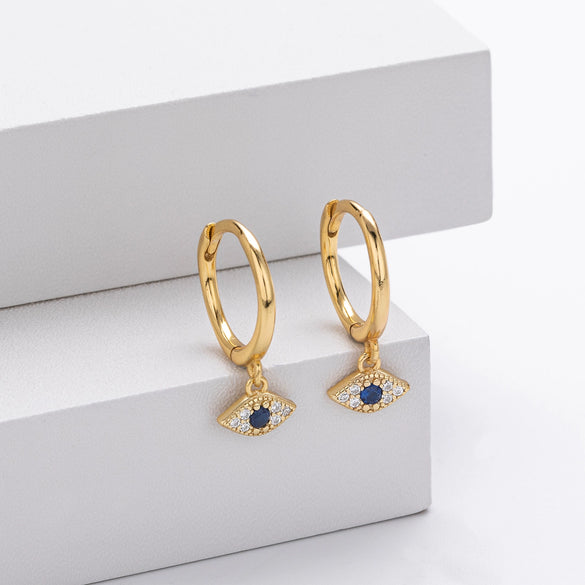 S925 Sterling Silver Geometric Devil's Eye Women's Earrings Niche Design Ins Cold Style