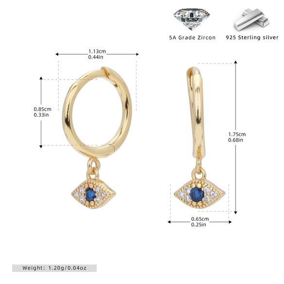 S925 Sterling Silver Geometric Devil's Eye Women's Earrings Niche Design Ins Cold Style