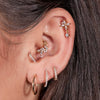 S925 Sterling Silver Geometric Diamond Pearl Ear Bone Nail Auricle Flat Head Thread Body Piercing Earrings With Environmental Protection Electroplating For Women