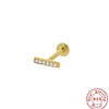 S925 Sterling Silver Geometric Diamond Pearl Ear Bone Nail Auricle Flat Head Thread Body Piercing Earrings With Environmental Protection Electroplating For Women