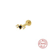 S925 Sterling Silver Geometric Diamond Pearl Ear Bone Nail Auricle Flat Head Thread Body Piercing Earrings With Environmental Protection Electroplating For Women