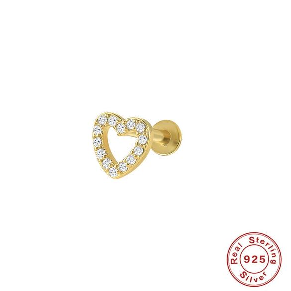 S925 Sterling Silver Geometric Diamond Pearl Ear Bone Nail Auricle Flat Head Thread Body Piercing Earrings With Environmental Protection Electroplating For Women