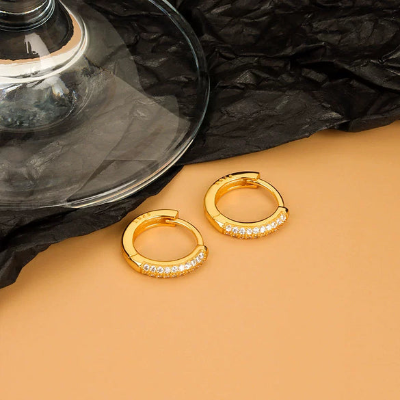 S925 Sterling Silver Geometric Diamond Zircon Earrings For Female With Electroplating