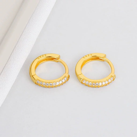 S925 Sterling Silver Geometric Diamond Zircon Earrings For Female With Electroplating