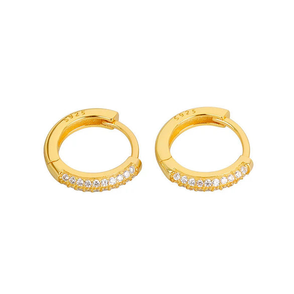 S925 Sterling Silver Geometric Diamond Zircon Earrings For Female With Electroplating