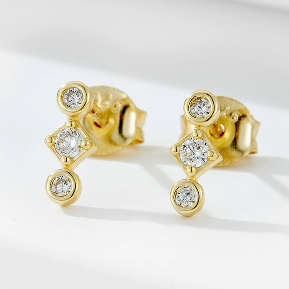 S925 Sterling Silver Geometric Diamondencrusted Women's Fashion Earrings