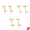 S925 Sterling Silver Geometric Double Wear Ear Jacket Studs With Electroplating For Women