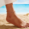 S925 Sterling Silver Geometric Doublelayer Women's Anklet With Purple Mica Stone