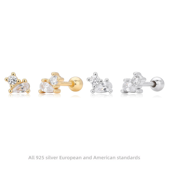S925 Sterling Silver Geometric Drop Earrings Electroplated For Women