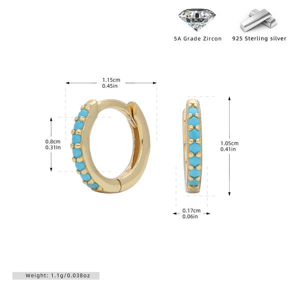 S925 Sterling Silver Geometric Ear Buckle And Round Ear Ring Earrings Electroplated Natural Style Women's And Unisex