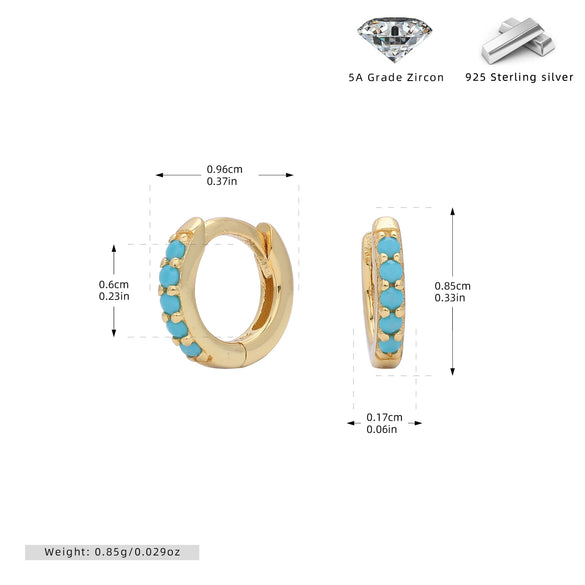 S925 Sterling Silver Geometric Ear Buckle And Round Ear Ring Earrings Electroplated Natural Style Women's And Unisex