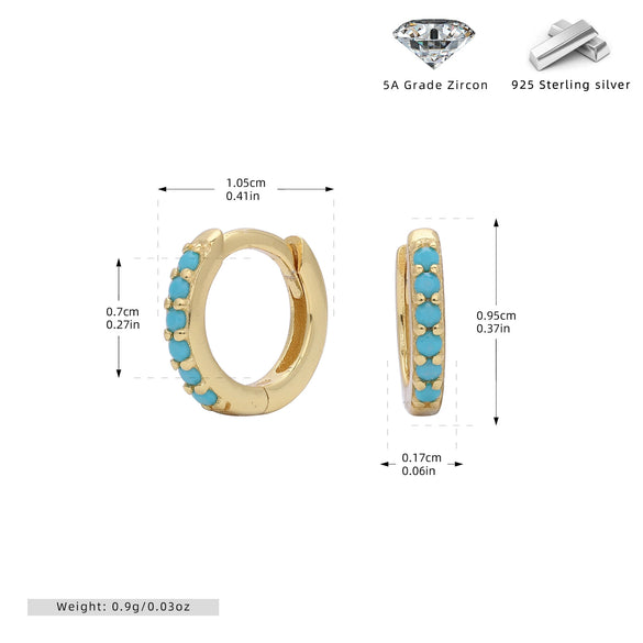 S925 Sterling Silver Geometric Ear Buckle And Round Ear Ring Earrings Electroplated Natural Style Women's And Unisex