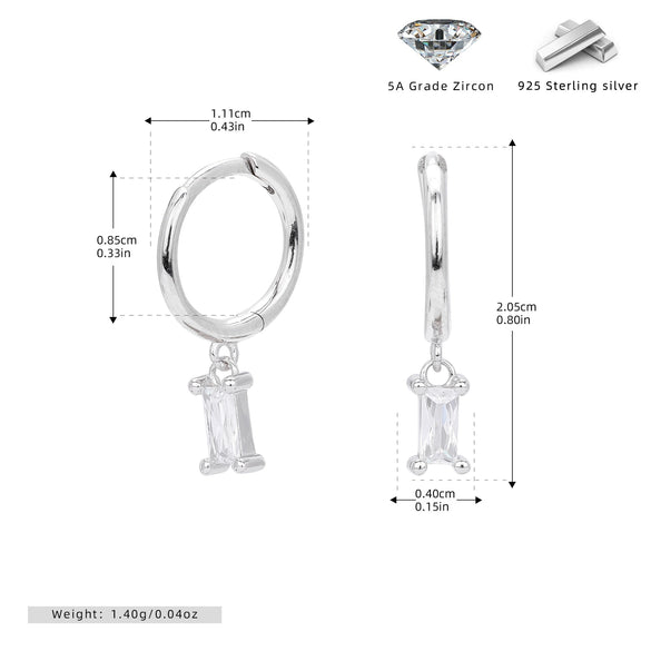 S925 Sterling Silver Geometric Ear Ring Simple Creative For Women