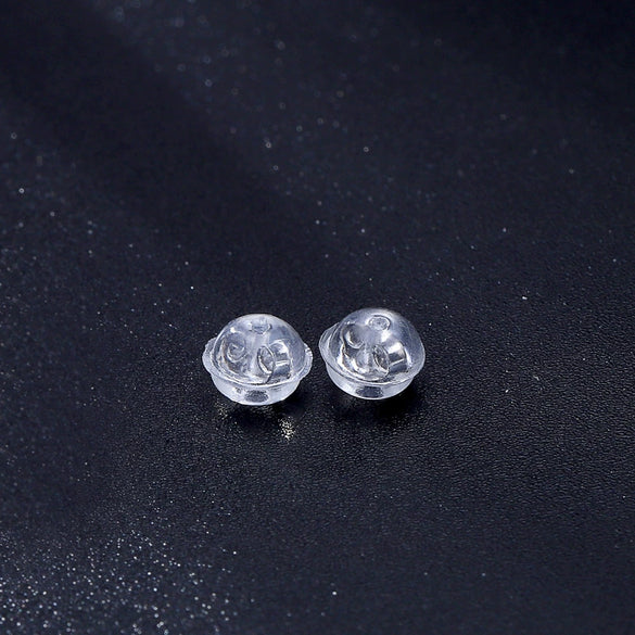 S925 Sterling Silver Geometric Earring Backs With Transparent Silicone Anti Allergy Ear Caps Simple Electroplated Earring Accessories