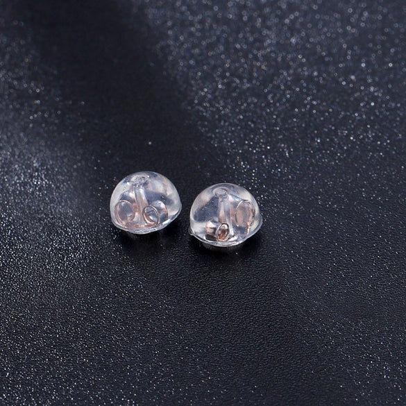 S925 Sterling Silver Geometric Earring Backs With Transparent Silicone Anti Allergy Ear Caps Simple Electroplated Earring Accessories