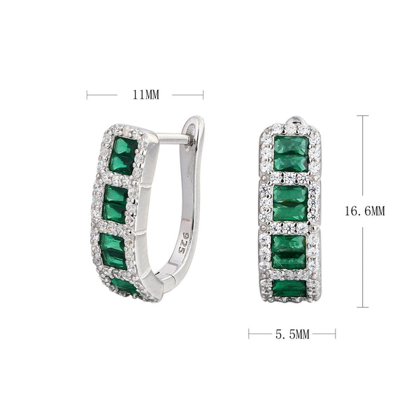 S925 Sterling Silver Geometric Earrings Electroplated With Zircon Fashion Simple Style For Women