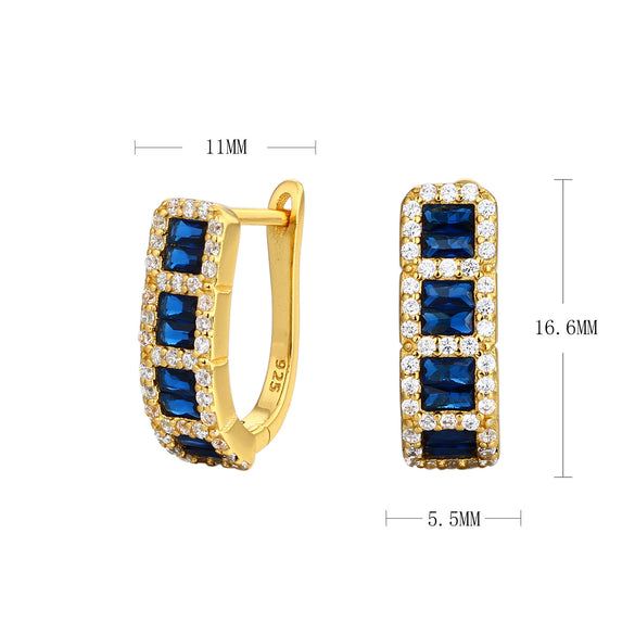 S925 Sterling Silver Geometric Earrings Electroplated With Zircon Fashion Simple Style For Women
