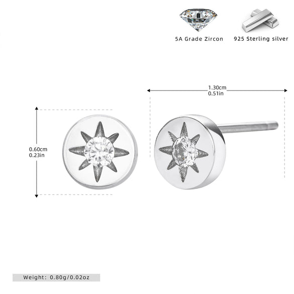 S925 Sterling Silver Geometric Eightpointed Star Electroplated Women's Earrings