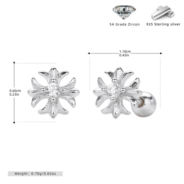 S925 Sterling Silver Geometric Electroplated Women's Earrings