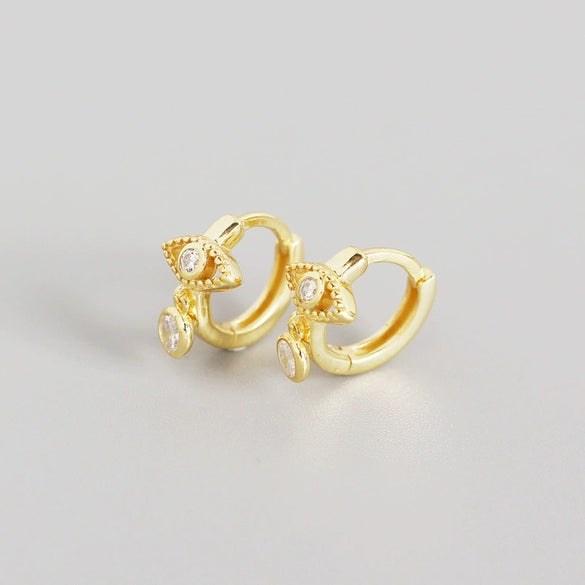S925 Sterling Silver Geometric Eyes Tears Earrings With Electroplating