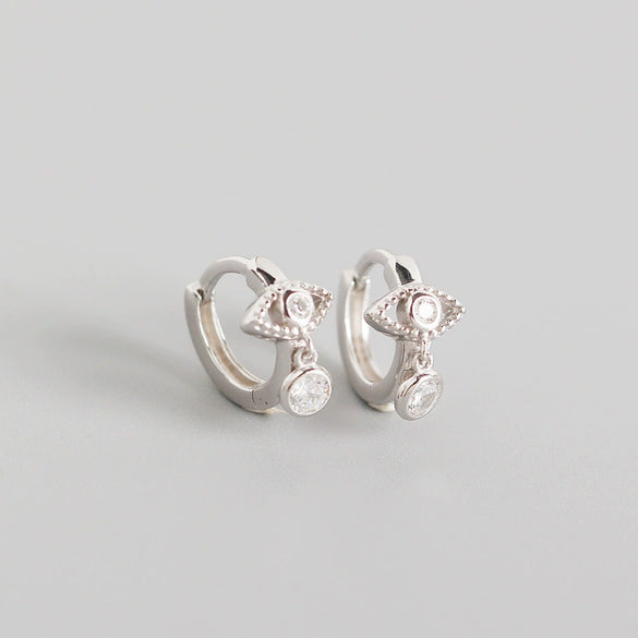 S925 Sterling Silver Geometric Eyes Tears Earrings With Electroplating
