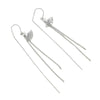 S925 Sterling Silver Geometric Fan Shaped Long Tassel Ear Line Earrings Elegant Small Fresh Style