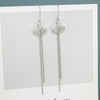 S925 Sterling Silver Geometric Fan Shaped Long Tassel Ear Line Earrings Elegant Small Fresh Style