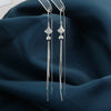 S925 Sterling Silver Geometric Fan Shaped Long Tassel Threader Earrings Simple Elegant Drop Earrings For Women