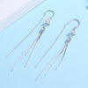 S925 Sterling Silver Geometric Fan Shaped Long Tassel Threader Earrings Simple Elegant Drop Earrings For Women