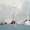 S925 Sterling Silver Geometric Fan Shaped Tassel Ear Line Earrings Retro Style Long Drop Earrings For Women