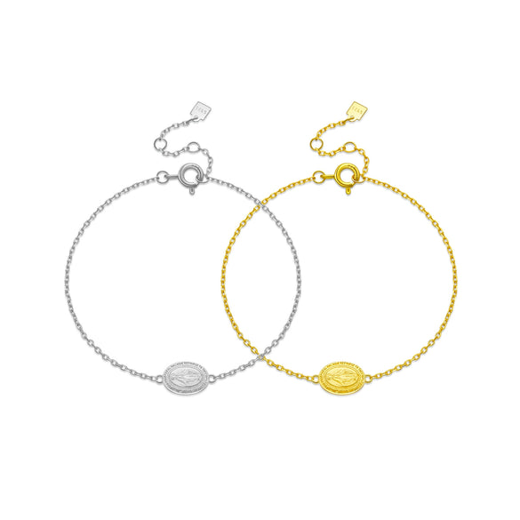 S925 Sterling Silver Geometric Figure Virgin Mary Bracelet For Women Light Luxury Electroplated Jewelry