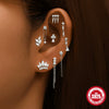 S925 Sterling Silver Geometric Flat Bottom Piercing Thread Ear Nail With Cone Crown Pendant And Water Drop Design Environmental Protection Electroplated Ear Jewelry