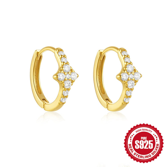 S925 Sterling Silver Geometric Flower Earring With Electroplating Treatment For Women
