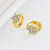 S925 Sterling Silver Geometric Flower Earrings With Micro Inlaid Zircon Simple Fashion Electroplated Jewelry