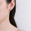 S925 Sterling Silver Geometric Flower Earrings With Micro Inlaid Zircon Simple Fashion Electroplated Jewelry