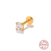 S925 Sterling Silver Geometric Flower Moon Diamond Flat Head Internal Thread Smooth Puncture Cartilage Ear Nail Electroplated For Women