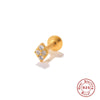 S925 Sterling Silver Geometric Flower Moon Diamond Flat Head Internal Thread Smooth Puncture Cartilage Ear Nail Electroplated For Women