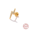 S925 Sterling Silver Geometric Flower Moon Diamond Flat Head Internal Thread Smooth Puncture Cartilage Ear Nail Electroplated For Women