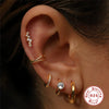 S925 Sterling Silver Geometric Flower Moon Diamond Flat Head Internal Thread Smooth Puncture Cartilage Ear Nail Electroplated For Women